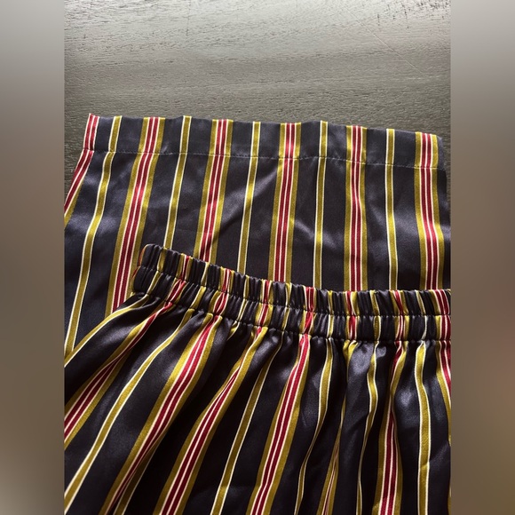 Vintage Vanity Fair Pajama Set Silky Blue Striped Button Pockets Elastic Size L - Picture 9 of 10